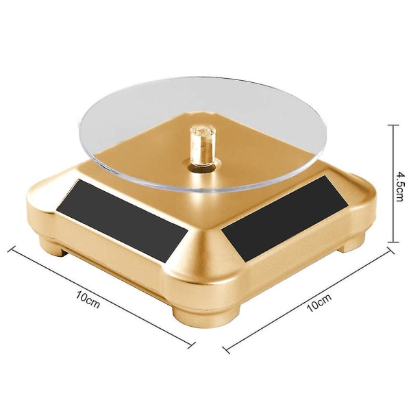 Solar Display Stand Dreieskive, Batteri Dobbel Brukt Roterende Display Gold