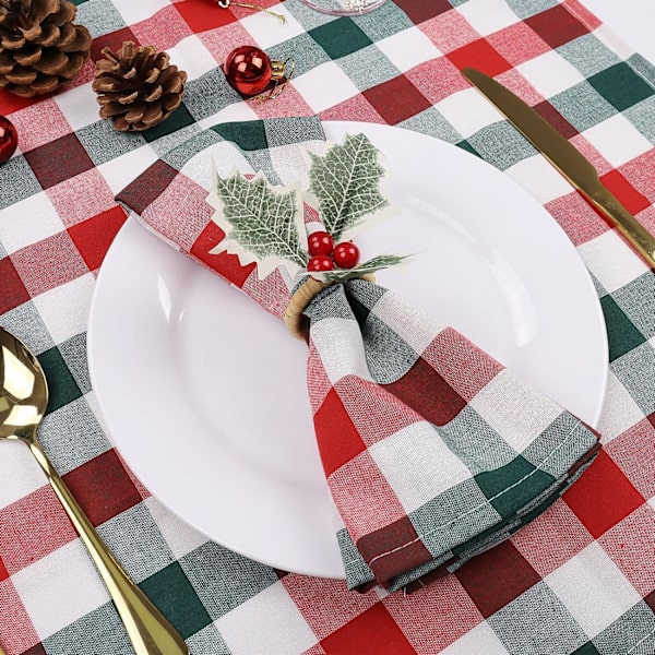Julekugle Servietringe Sæt med 6, Bondegårds Holly Berry Servietringholdere, Håndlavede Rustikke Servietholdere til Jul, Thanksgiving