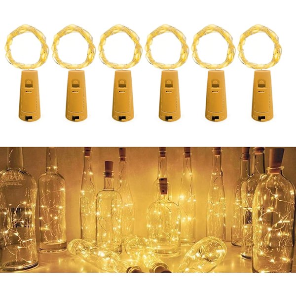 Flask Girlang, [6 stycken] 2m 20 För Flask, Ljus Girlang Flask Lampa Vattentät Flask Silvertråd Flexibel Dekoration för Jul, inomhus och utomhus