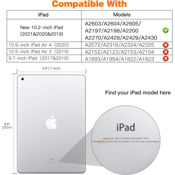 Space Gray Cover Kompatibelt med iPad 9. generation 2021/iPad 8. generation 2020/iPad 7. generation 2019, TPU Flip Cover med Ultratyndt Stativ med S