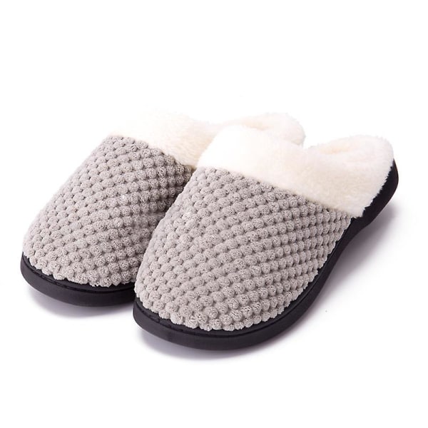 Tøfler med Memory Foam for Kvinner Komfortable Varme Koselige Sklisikre light grey 38 39