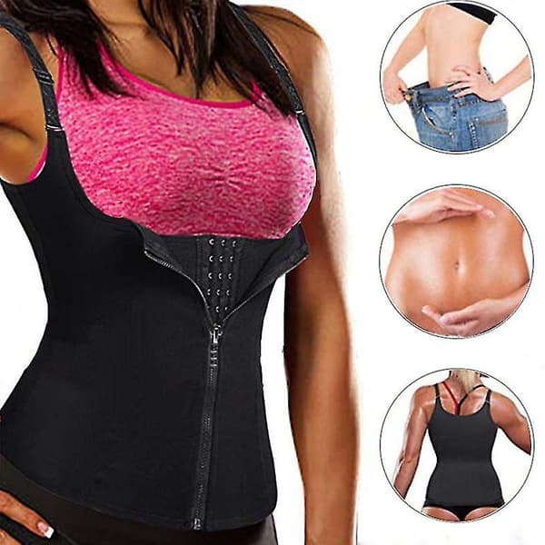 Kvinnors dragkedja kroppsslankande shapewear hög midjetränare bukband underkläder L