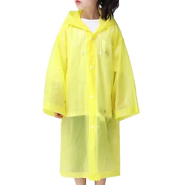 Vanntett Barne Regndress Regnponcho Regnjakke med Hette Yellow
