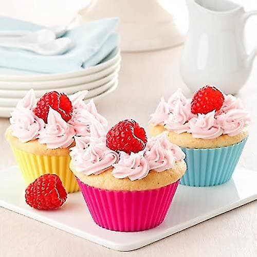 10 st Silikon Cupcake Muffin Bakformar Liners Återanvändbara Non-stick Kakformar Set Circular