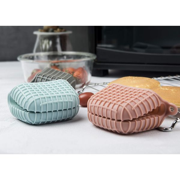 (Rosa) Mini Silikon Grytlappar Set, Grytlappar Värmeisolering, Grythandskar för Matlagning och Bakning i Köket, Skyddar Fingrar Mini Grytklämmor