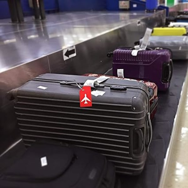Silikonbagagelapp med namn-ID-kort (röd 2-pack etikett), mycket lämplig för att snabbt upptäcka bagage och checka in under affärsresor