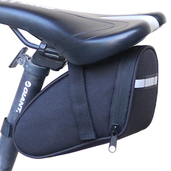 1 stk. Sort Reflekterende Cykelsaddeltaske 17*9*8cm, Vandtæt Cykelsaddeltaske, Rivfast Saddeltaske, Udendørs Vej Mountainbike Taske