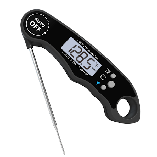 Kötttermometer, omedelbar avläsning matlagnings termometer, digital mat termometer, bakgrundsbelyst LCD-skärm hopfällbar lång sond & automatisk på/av, perfekt för kök