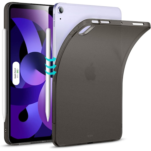 Frosted Sort Bagside Cover Kompatibelt med iPad Air 5. generation 2022 og iPad Air 4. generation 2020, Transparent Bagside, Understøttelse af Pencil 2