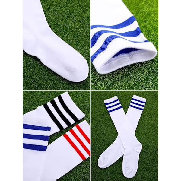 3 par barnsockor med vit sula med tre ränder damstrumpor lårhöga strumpor tubsockor, 3 färger