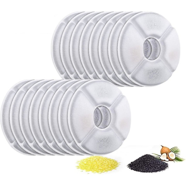 Erstatningsfilter for kjæledyrvannfontene, premium bomullsaktivert karbon, erstatningsfilter for vannfontene 16pcs
