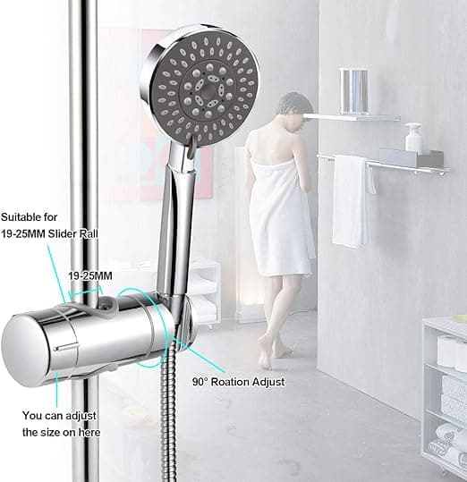 Grå Spenne - Utskiftbar Hånddusjholder 18 - 25mm Diameter Justerbar ABS Dusjhodeholder
