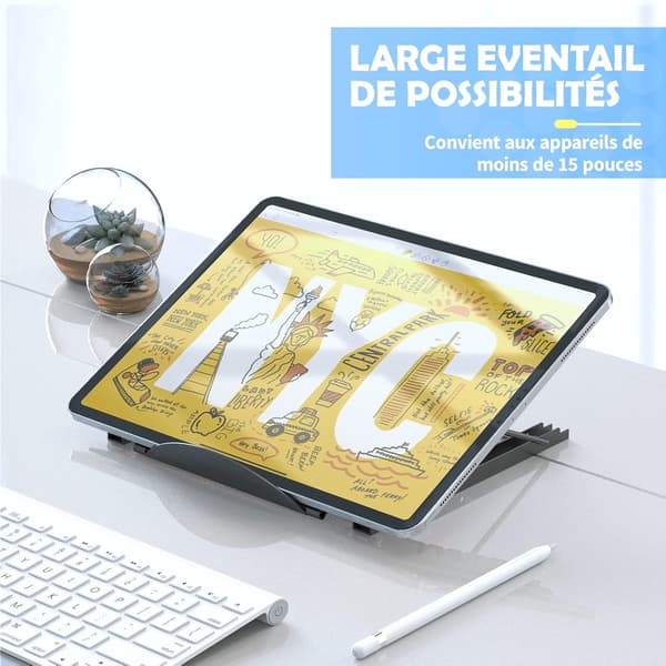 Svart Laptopstativ, Ventilert Laptopstativ, Justerbart Ergonomisk Laptopstativ Lett Sammenleggbart Bord for MacBook Air Pro, PC, iPad, Notebook, Tabl