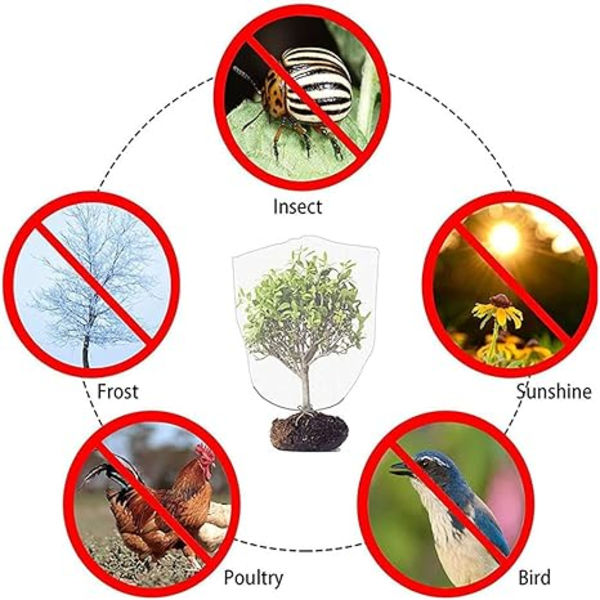 2-pack Insekts- och fågelskyddsnät med dragsko, trädgårdsnät för att skydda växter, frukt och blommor