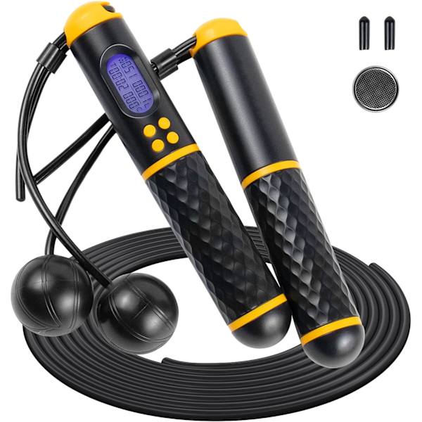 Hopprep med digital hopprep utan sladd - Räknare Hastighet Trasselfri Justerbar Hopprep & Halkfritt Handtag med Viktade Hopprep för Fitness, Träning J