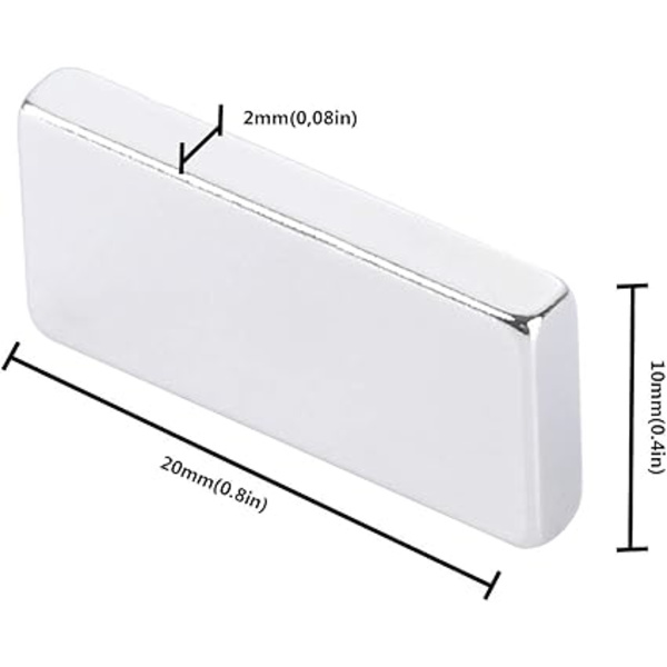 20 st neodymmagneter, starka sällsynta jordartsmagneter, stavmagneter för hantverk, vetenskap, gör-det-själv och kylskåpsmagneter för multianvändning - 20 x 10 x 2 mm