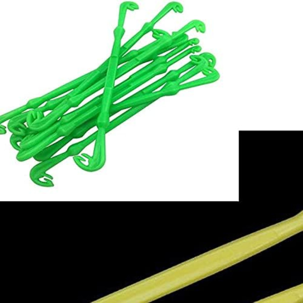Set med 4 plastfiskekrokar för flugfiske, gul och grön