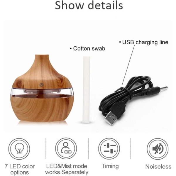 Gul mini luftfuktare, luftarom eterisk oljespridare LED-aroma aromaterapi luftfuktare för hemmets kontor
