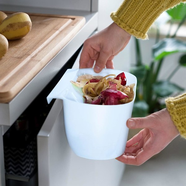 2X Avfallssamlingskopp för kök - 3,8L Samlingsbehållare för bänkskiva - Hängande behållare 28 x 13,5 x 11 cm