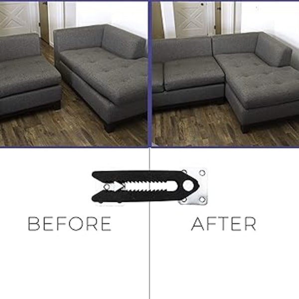 (4-pack) Soffklämma, halkfria sektionsanslutningar i stål för glidsoffor - Förhindrar repor och stora luckor i din soffa med enkel installation