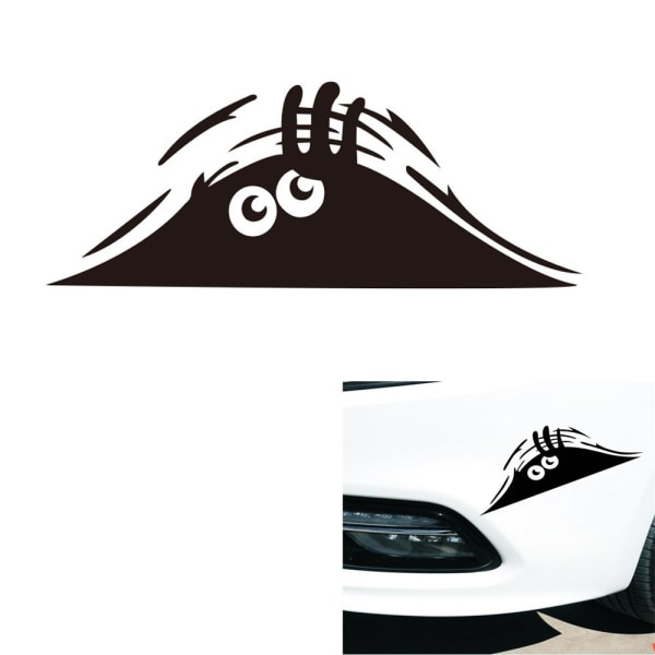 Pyöreäsilmäinen musta 3D Hauska Hirviö Sarjakuva Vinyyli Autotarra Merkki Emblemmi