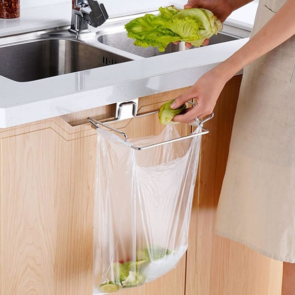 2-pack stor soppåshållare i rostfritt stål för köksskåp Dörrar och skåp, påshållare under diskbänk, soppåshållare, köksavfallsburk,