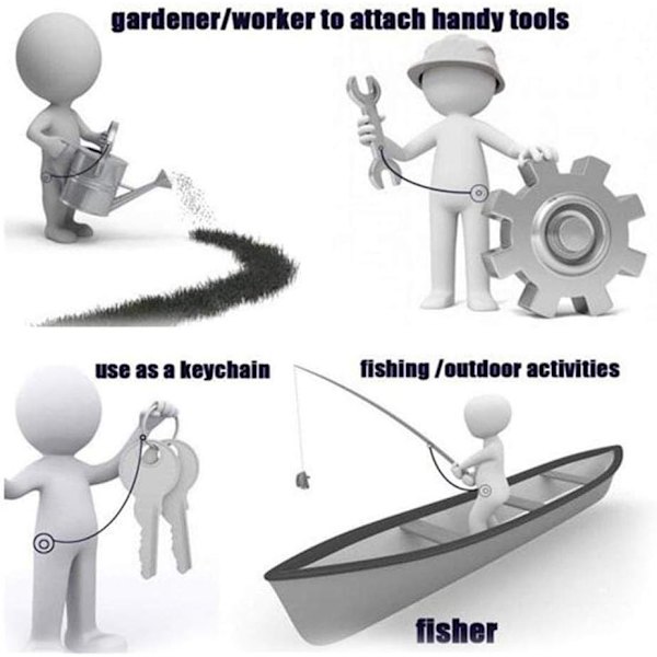 Pieces Fiskesnore, Fiskeredskaber Sikkerhed Elastisk Reb Flerfarvede Fiskesnore Båd Sikker Udtrækkelig Spiral Line med Karabinhage, Fiskeredskaber Fi
