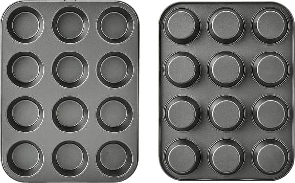 Sett med 2 Non-Stick Muffinsformer i Karbonstål