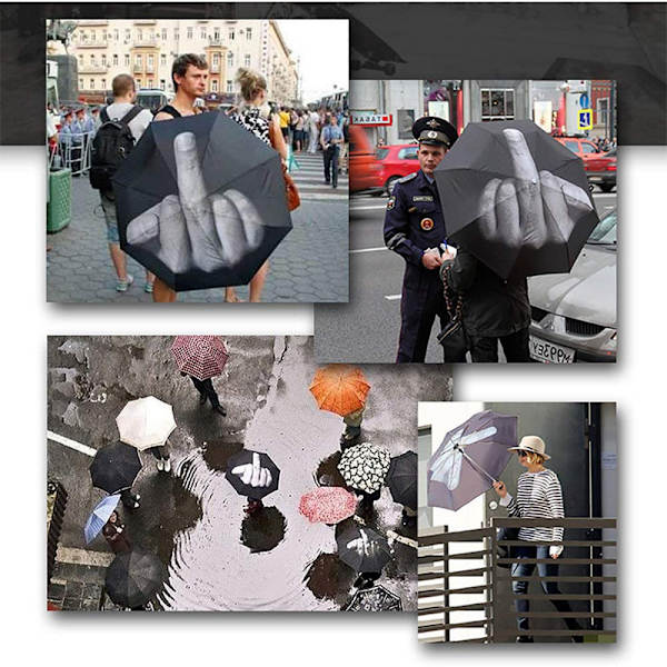 Langefinger Paraply - Stinky Finger Lomme Paraply, Fuldautomatisk Tre-Fold Paraply
