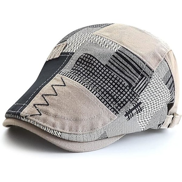Retro PU Läder Flat Cap Herr Justerbar Höst Vinter Nationell Anka Flik Cap Ljusgrå