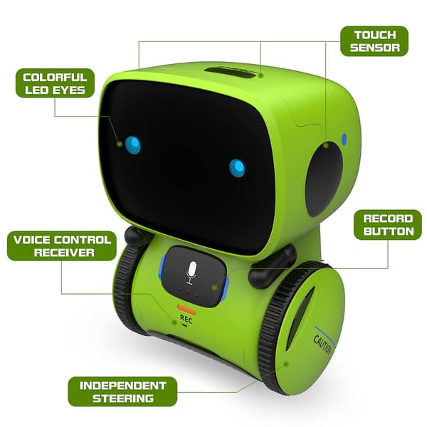 Interaktiva smarta robotleksaker intelligenta robotleksaker för barn robotiska röststyrning och beröringssensor Green