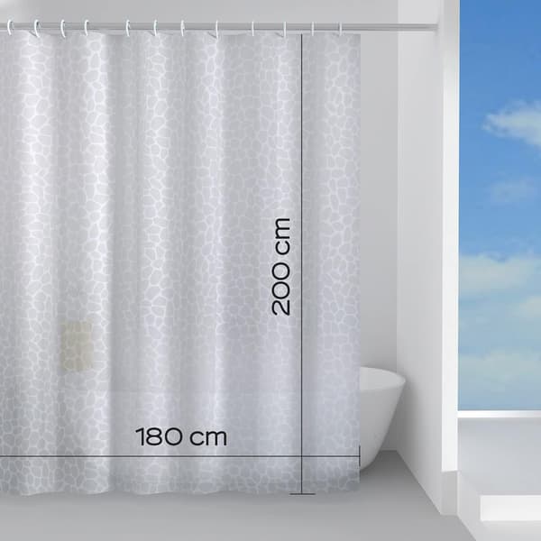 180 x 200, Tjock vattentät EVA duschdraperi Anti-mögel badrum vit finish, R&D Design, Duschdraperi med 12 ringar
