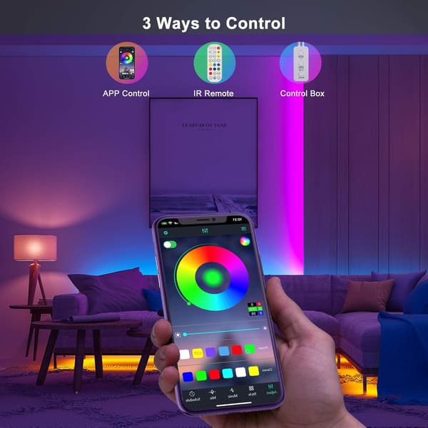 Bluetooth RGB LED Strip Controller, Synkroniser med Musik Controller APP LED Strip Controller Kompatibel med 12V/24V 10mm 4-Pin LED Strip
