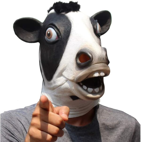 Halloween Kostumefest Ko Dyr Hoved Latex Maske