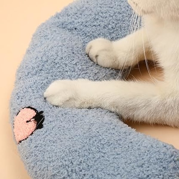 Liten Pute for Katter, Ultra Myk Fluffy Kjæledyr Beroligende Leke Halv Smultring Kosepute for Leddlindring Søvnforbedring Maskinvaskbar