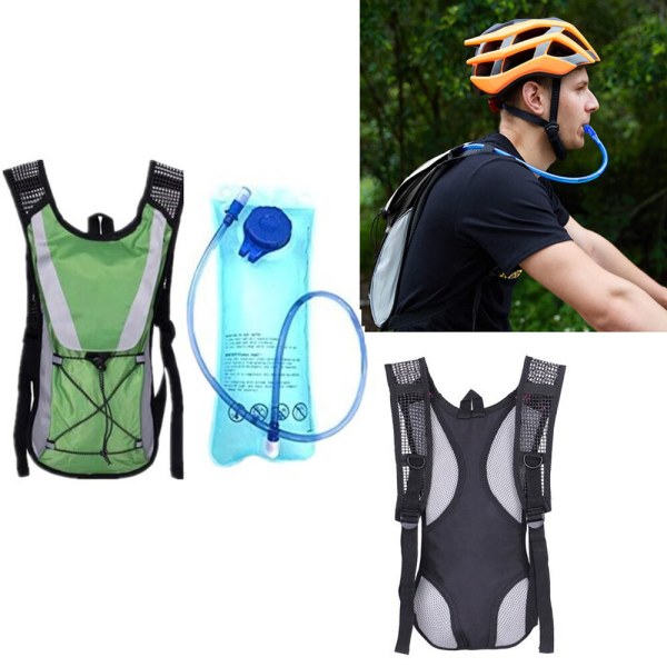 2-delat set (grön) Hydration Backpack, Hydration Pack Vattenryggsäck Väst med vattenblåsa 2L justerbar lätt vattenväska Vandring Cykelryggar