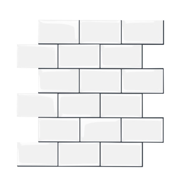 1-arks vita plattor Peel and Stick Backsplash, Stick on Tiles Kitchen Backsplash (tjockare design)