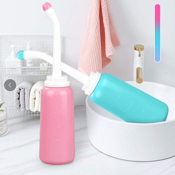 2 stk. 500 ml (Blå+Pink) - Easy Bidet, Bærbar Bidet til Rejser med Taske