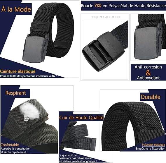 Elastiskt bälte för män, plastspänne, avslappnat elastiskt bälte. Unisex jeansbälte för män och kvinnor