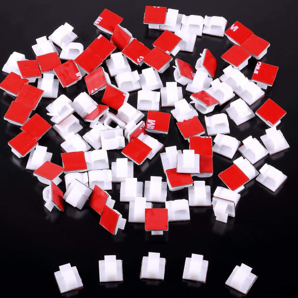 Utendørs Kabelklemmer Med Selvklebende Tape Lys Klemmer Dekorasjonsklemmer Selvklebende Kroker Ledningsholder White 60pcs