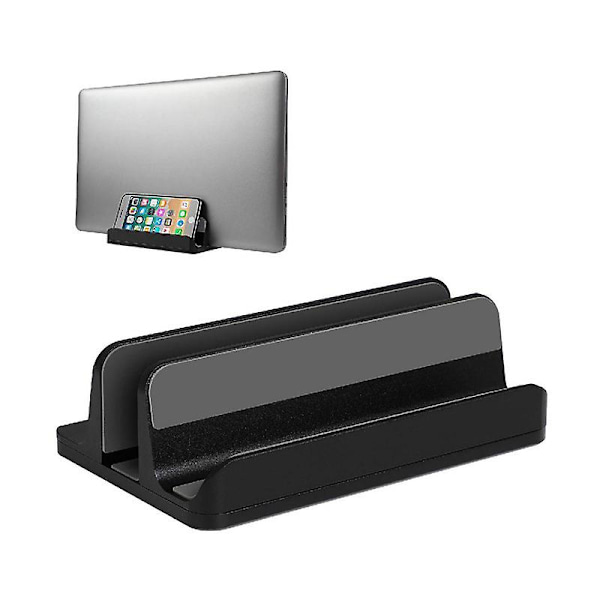 Laptopdator Vertikal Skrivbordsställ, 2 i 1 Dubbelställ, Justerbar Platsbesparande Black