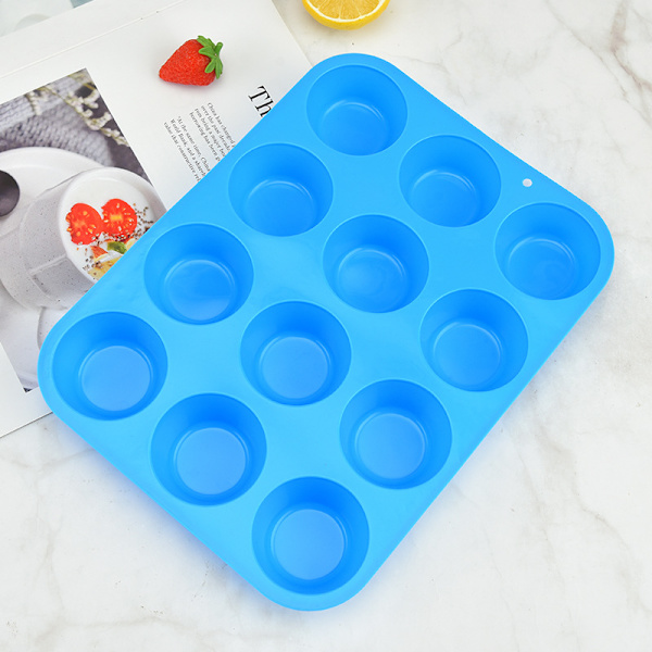 12 Hull Silikon Kakeform, Non-Stick Muffins Cupcake Bakeform