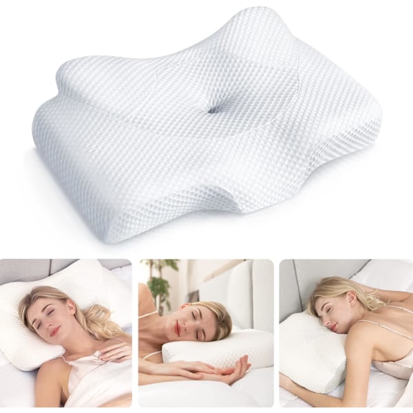 Cervicalkudde för att lindra nacksmärta, ihålig design luktfria memory foam-kuddar med kylande överdrag, justerbar ortopedisk sängkudde för sömn, Con