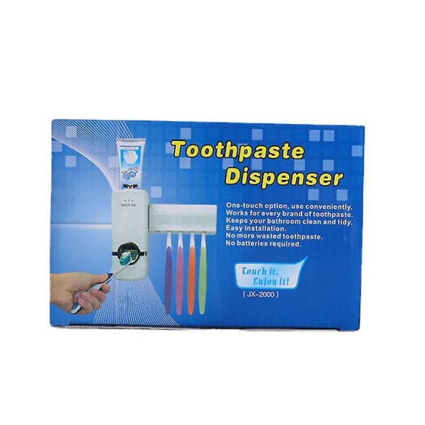 Tandkrämsdispenser Automatisk tandkrämspressare och hållare Set handsfree 5 borsthållare Red