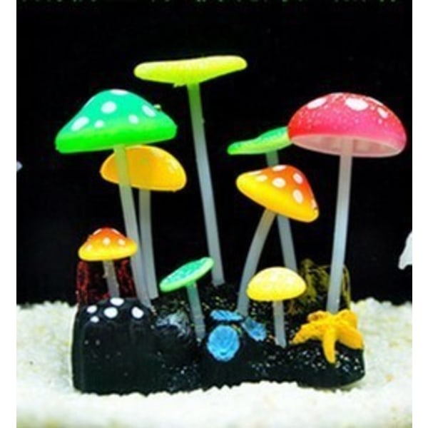 Färgglad svampljuseffekt, dekoration av konstgjorda svampakvarier, landskapsdekoration för akvarium