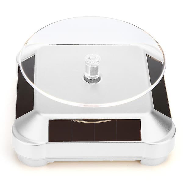 Solar Display Stand Dreieskive, Batteri Dobbel Brukt Roterende Display Silver