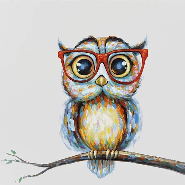 5D Diamantbroderi Komplett Kit, 5d Full Diamantmålning Uggla, DIY 5d Fyrkantig Diamantmålning Hantverk Broderi på Canvas Tyg Idealisk för Hem/Livin