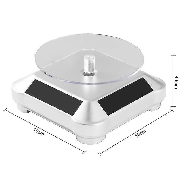 Solar Display Stand Dreieskive, Batteri Dobbel Brukt Roterende Display Silver