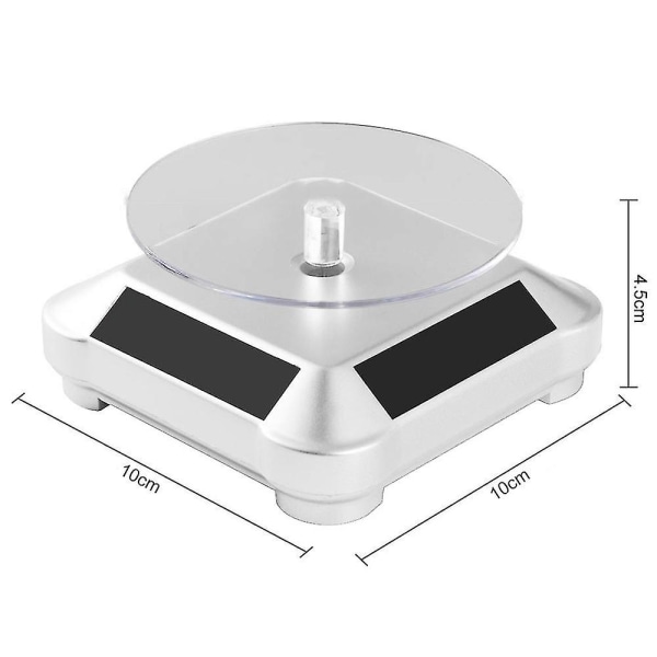 Solcellsdisplayställ Turntable, Batteridriven Dubbelanvänd Rotationsdisplay Silver