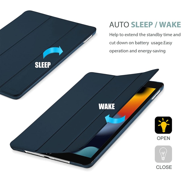 Case för iPad 10,2-tum (2021/2020/2019 modell, 9/8/7 generation), Auto Wake/Sleep Cover (svart)
